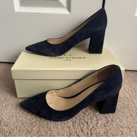 Marc Fisher Navy Suede Heels - Picture 5 of 7